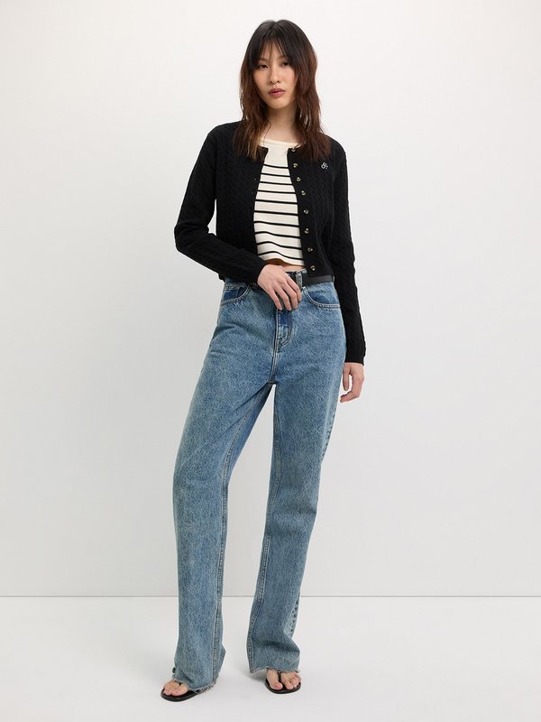 Pomelo Pomelo Cable Knit Cardigan - Black