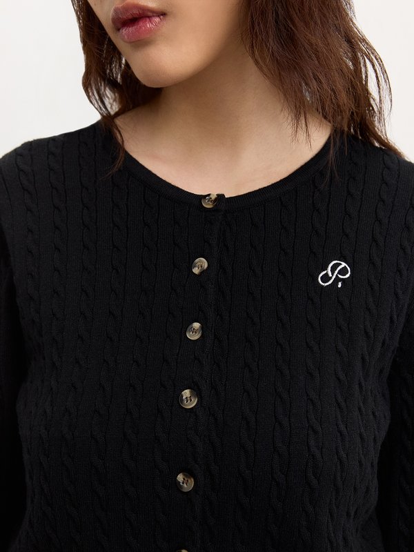 Pomelo Pomelo Cable Knit Cardigan - Black