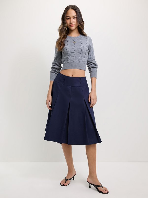 Pomelo Pomelo Cable Knit Sweater - Light Grey