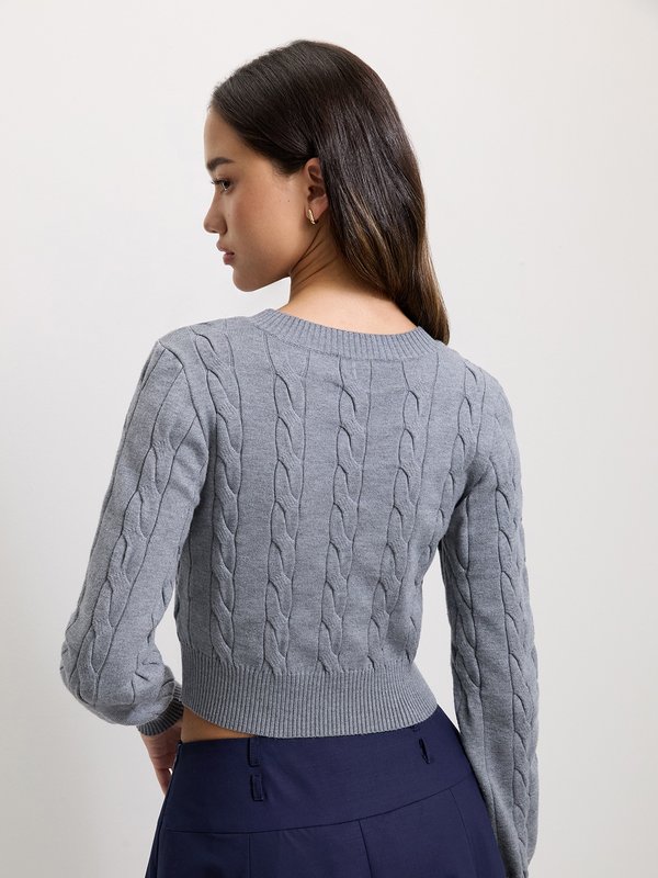 Pomelo Pomelo Cable Knit Sweater - Light Grey