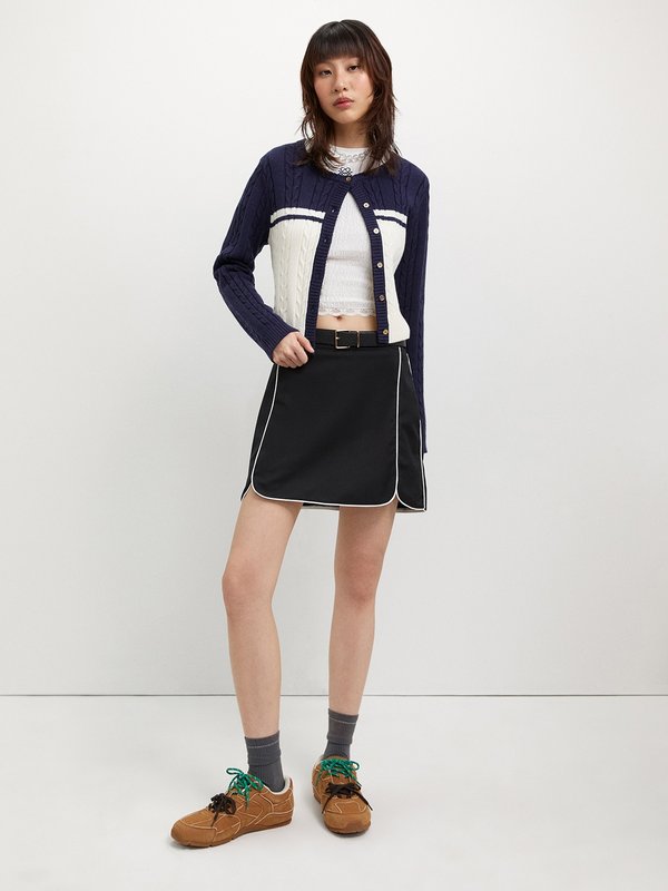 Pomelo Pomelo Cable Knit Top - Navy