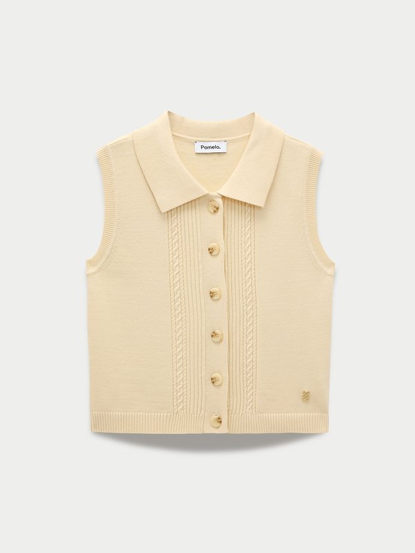 pomelo Pomelo Cable Knit Top - Yellow
