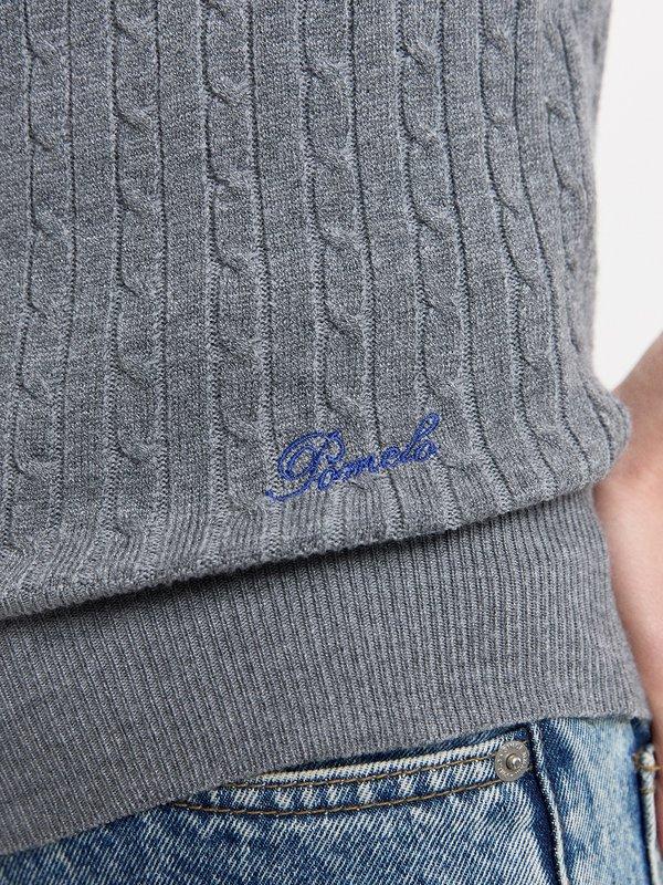 Pomelo Pomelo Cable Knitted Zip Top - Mid Grey