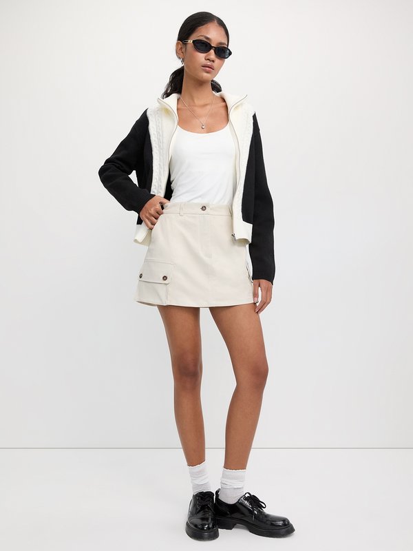 Pomelo Pomelo Cargo Mini Skirt - Beige