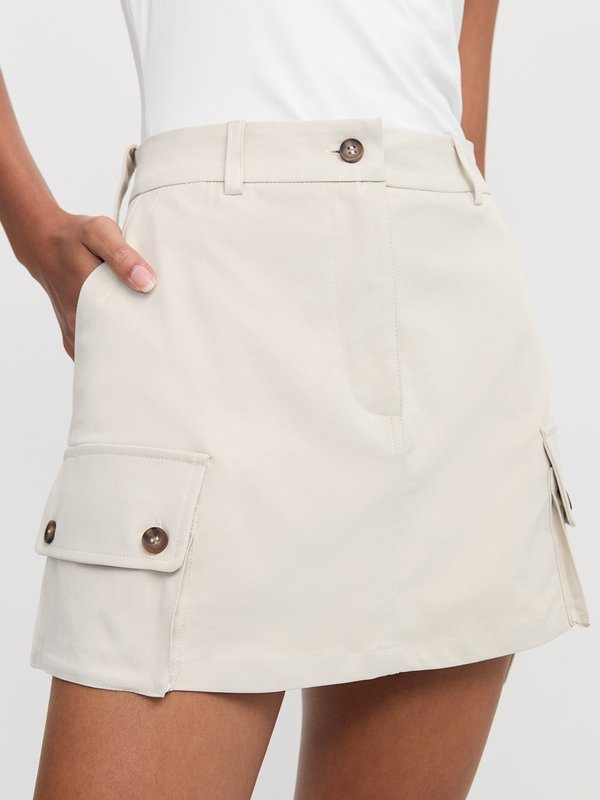 pomelo Pomelo Cargo Mini Skirt - Beige