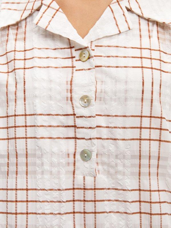 Pomelo Pomelo Checkered Button Top - Brown