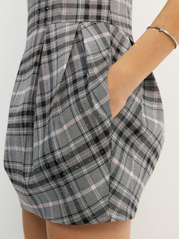 Pomelo Pomelo Checkered Diamante Dress - Multi Color