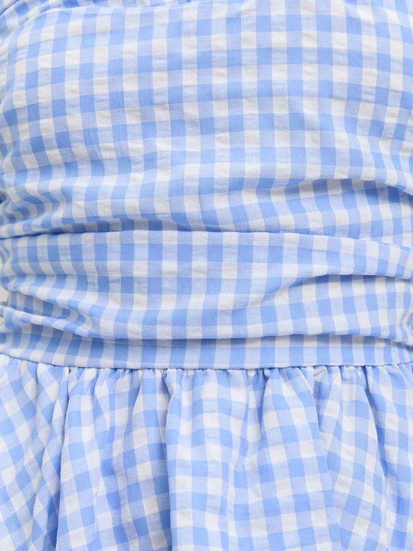 Pomelo Pomelo Checkered Peplum Top - Baby Blue