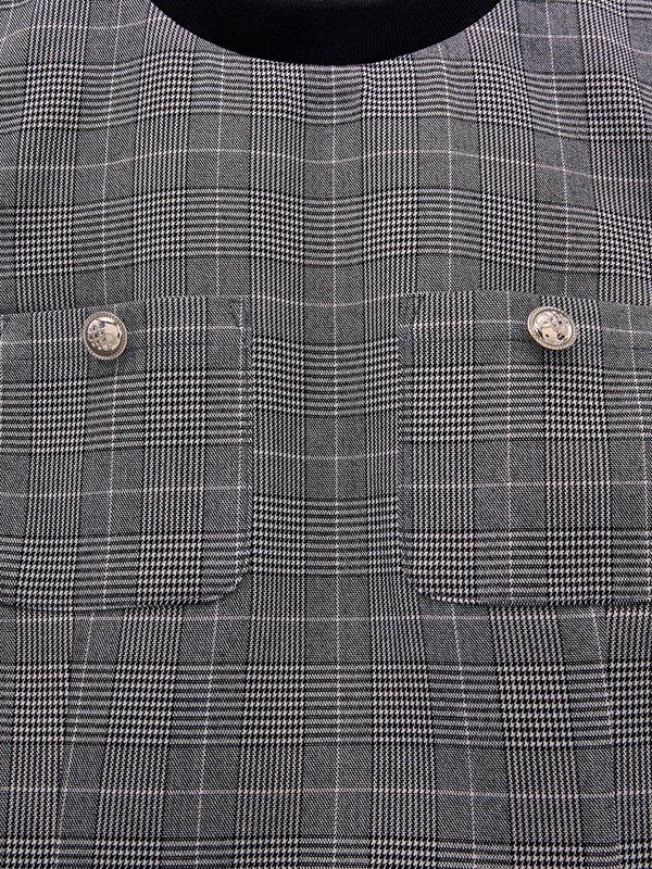 Pomelo Pomelo Checkered Pocket Mini Dress - Mid Grey