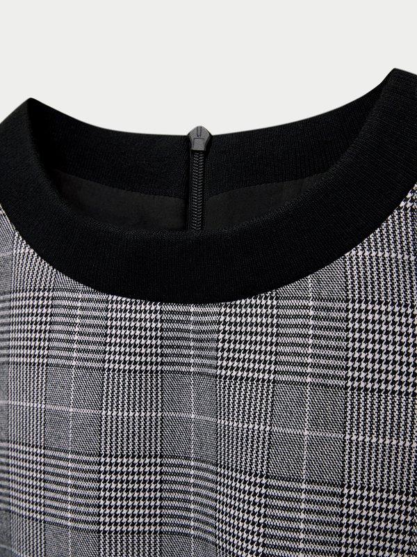 Pomelo Pomelo Checkered Pocket Mini Dress - Mid Grey