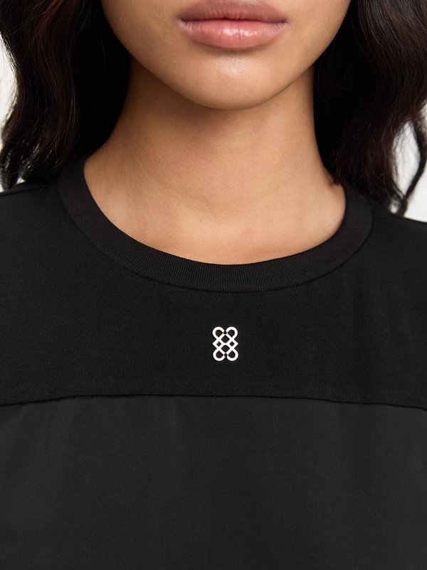 Pomelo Pomelo Colorblock Side-Ruched Top - Black