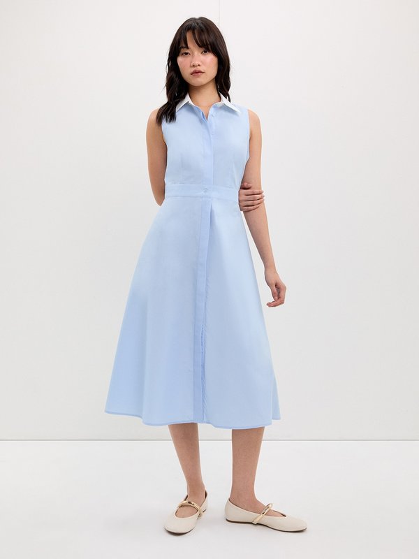 Pomelo Pomelo Contrast Collar Dress - Baby Blue