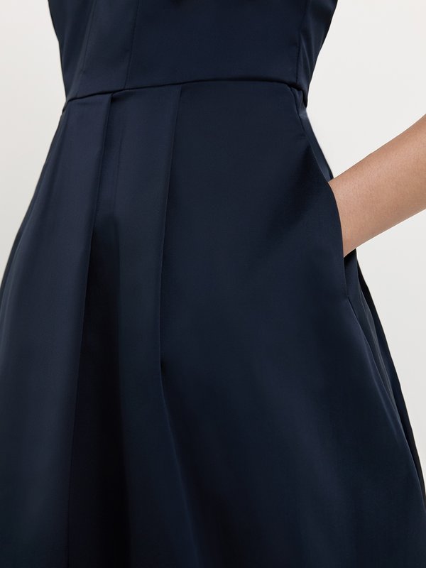 Pomelo Pomelo Contrast Collar Pleated Dress - Navy