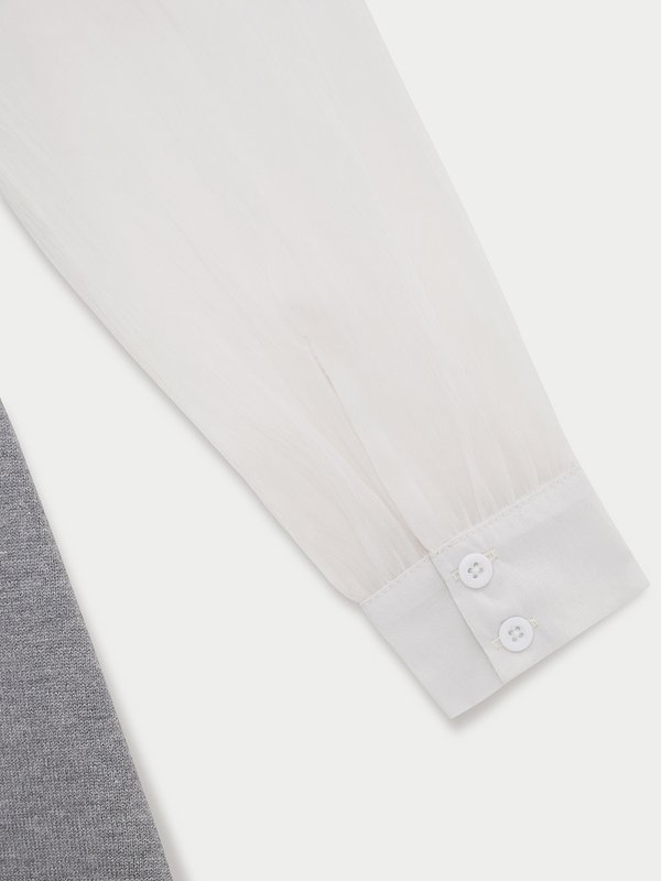 Pomelo Pomelo Contrast Sleeves Dress - Light Grey