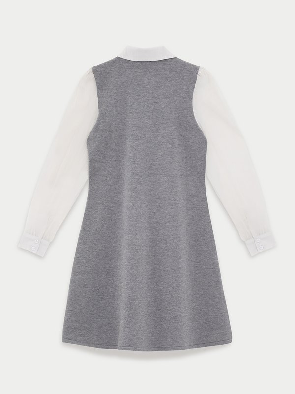 Pomelo Pomelo Contrast Sleeves Dress - Light Grey