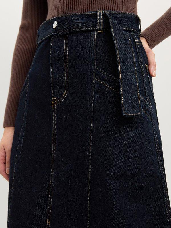 Pomelo Pomelo Contrast Stitch Denim Skirt - Indigo