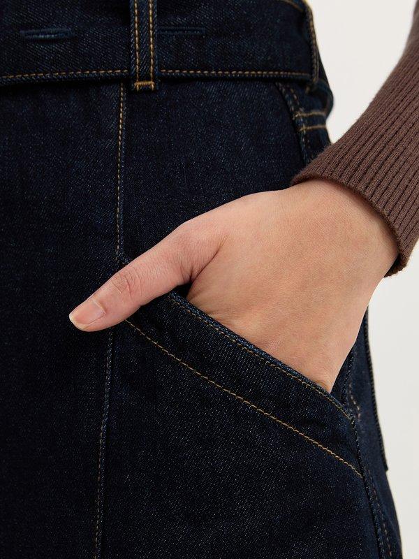 Pomelo Pomelo Contrast Stitch Denim Skirt - Indigo