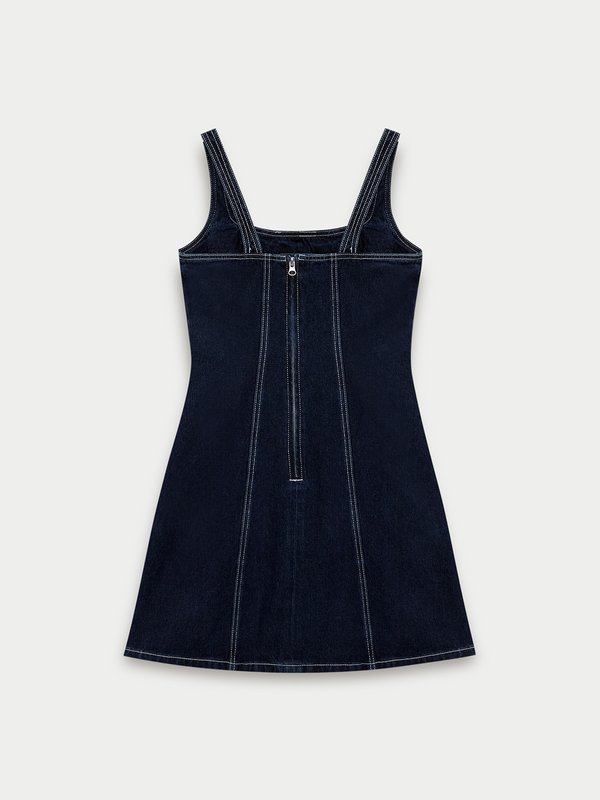 Pomelo Pomelo Contrast Stitch Dress - Dark Blue