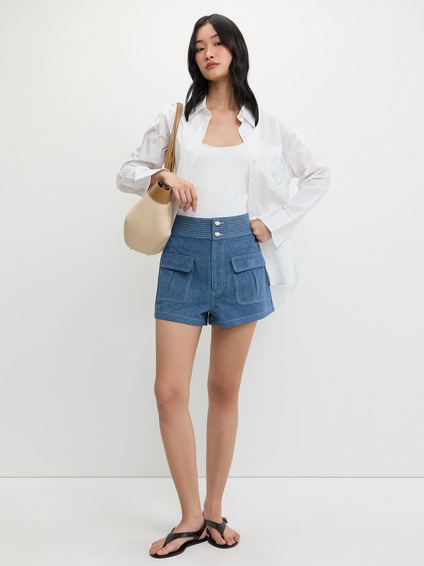 Pomelo Pomelo Contrast Stitch Shorts - Blue
