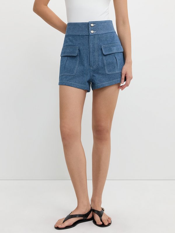 Pomelo Pomelo Contrast Stitch Shorts - Blue