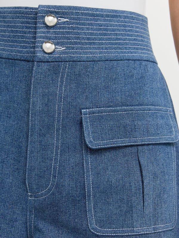 Pomelo Pomelo Contrast Stitch Shorts - Blue