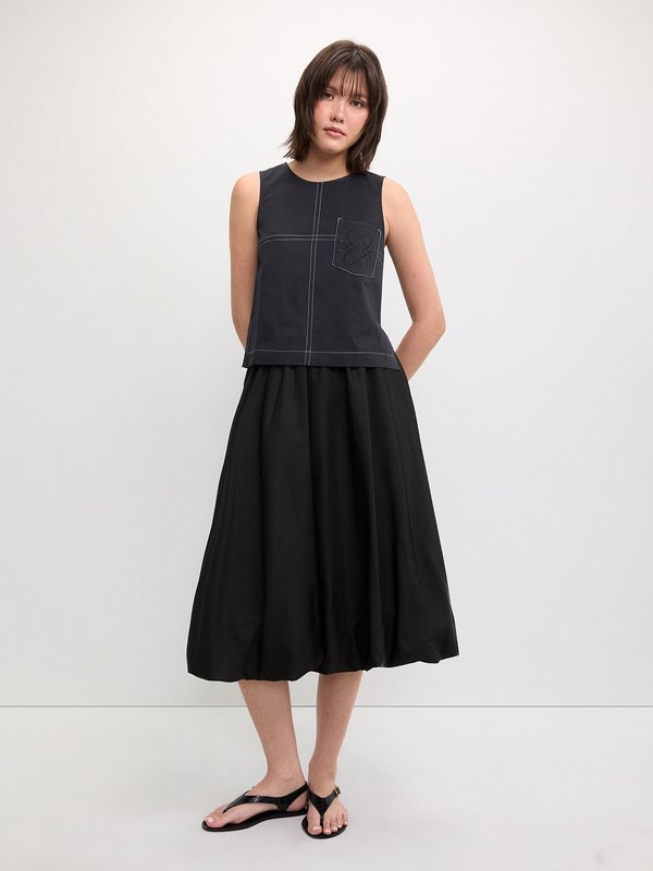 Pomelo Pomelo Contrast Stitch Top - Navy