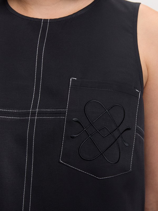 Pomelo Pomelo Contrast Stitch Top - Navy