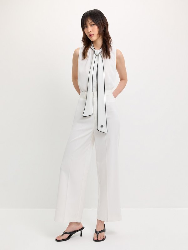 Pomelo Pomelo Contrast Tie Top - Ivory