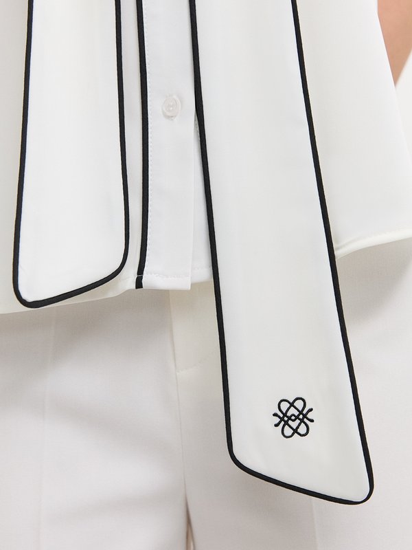 Pomelo Pomelo Contrast Tie Top - Ivory