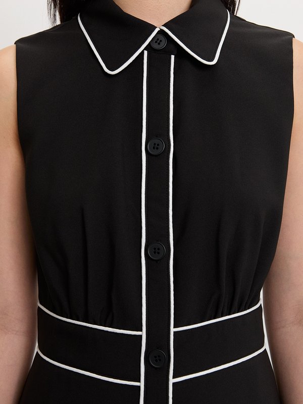 Pomelo Pomelo Contrast Trim Dress - Black