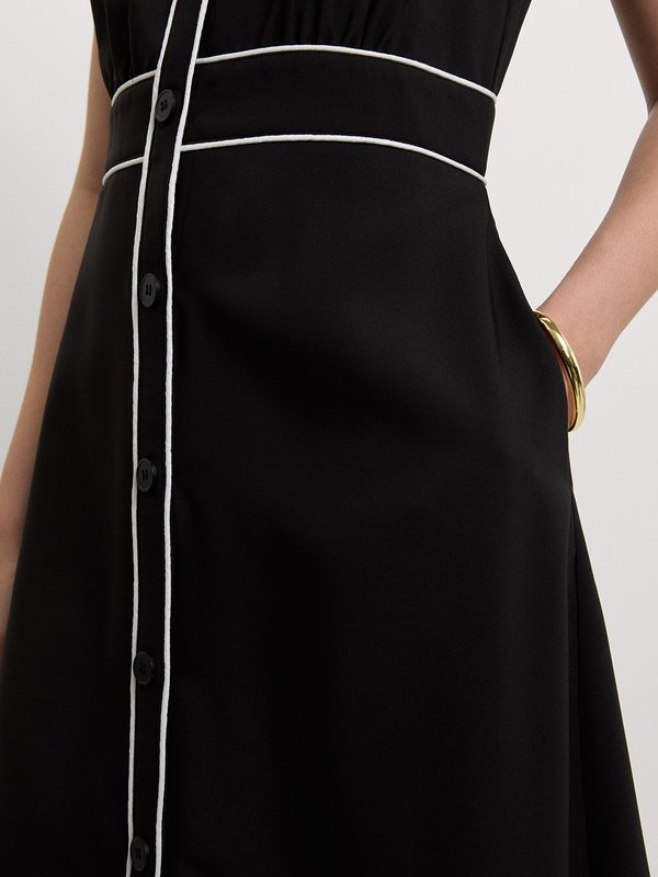 Pomelo Pomelo Contrast Trim Dress - Black