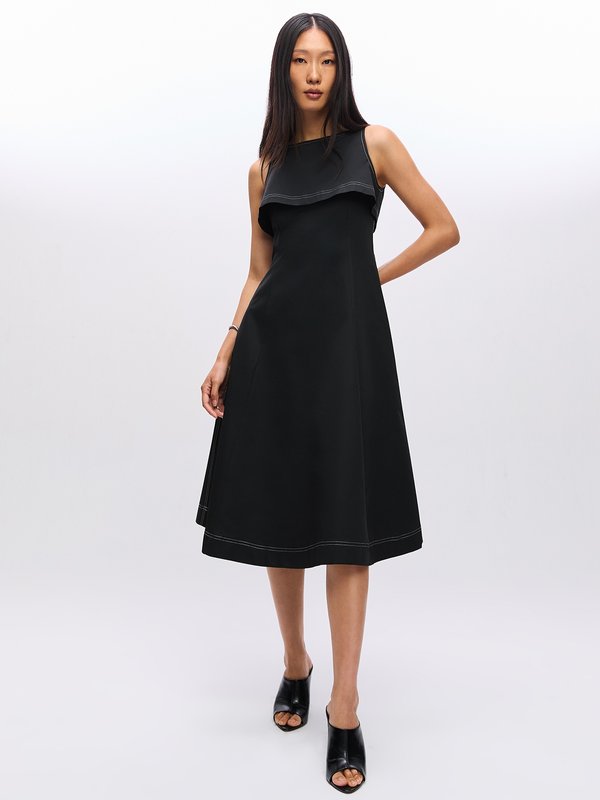 Pomelo Pomelo Contrast Trim Dress - Black