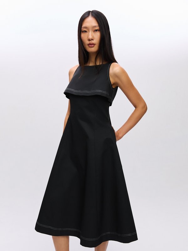pomelo Pomelo Contrast Trim Dress - Black