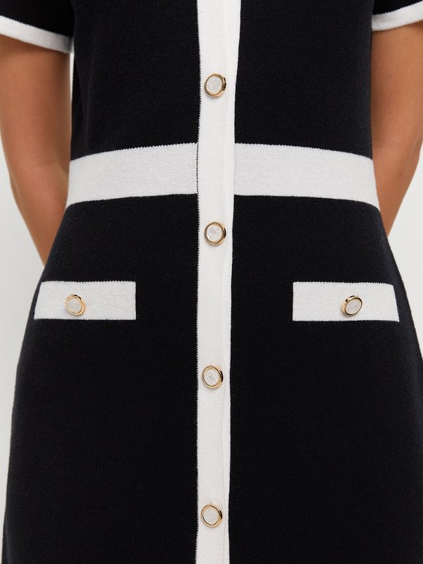 Pomelo Pomelo Contrast Trim Dress - Black