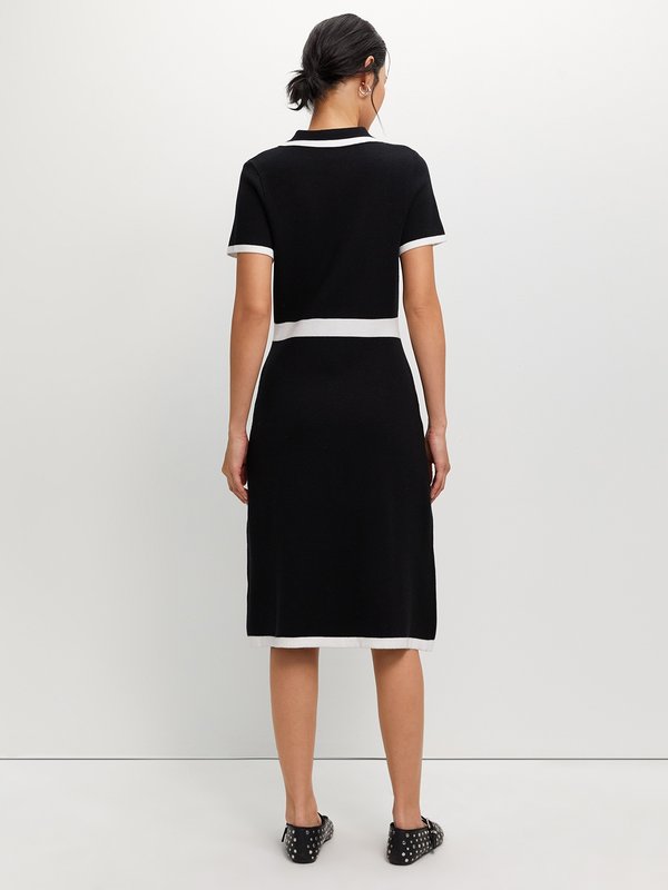 Pomelo Pomelo Contrast Trim Dress - Black
