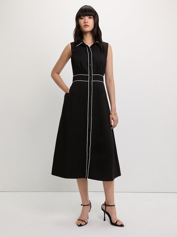 pomelo Pomelo Contrast Trim Dress - Black