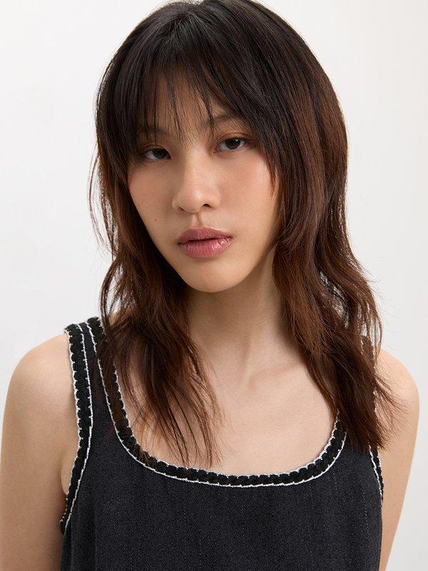 Pomelo Pomelo Contrast Trim Dress - White