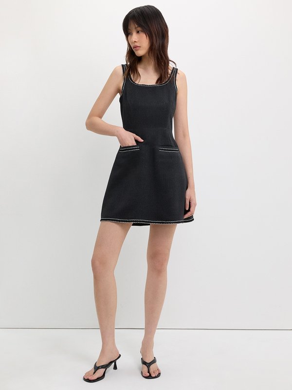 Pomelo Pomelo Contrast Trim Dress - White