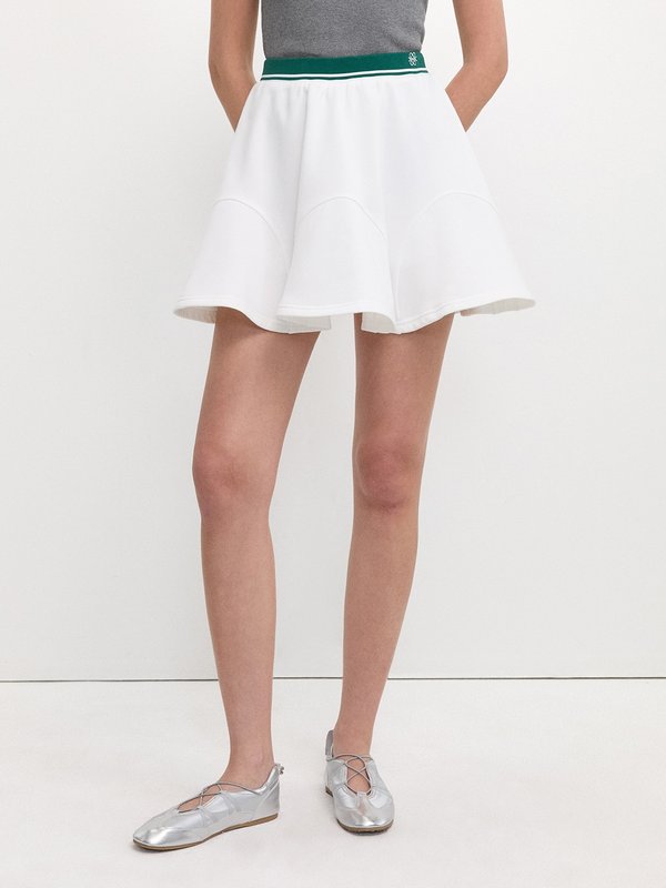 Pomelo Pomelo Contrast Trim Flare Skirt - White