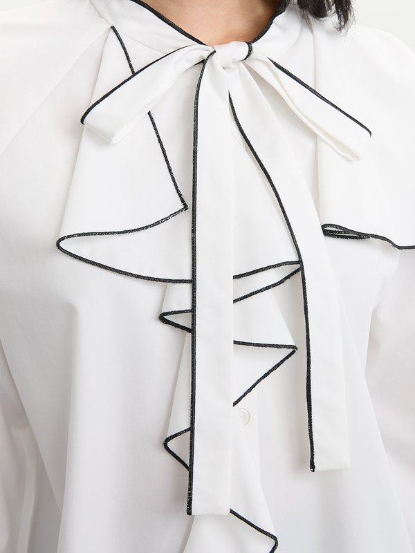 Pomelo Pomelo Contrast Trim Frill Shirt - White
