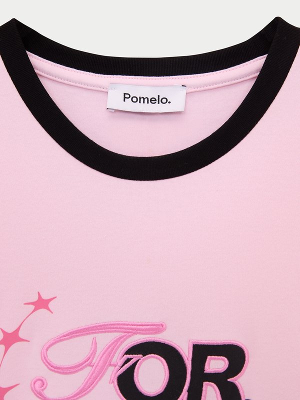 Pomelo Pomelo Contrast Trim Graphic Tee - Light Pink