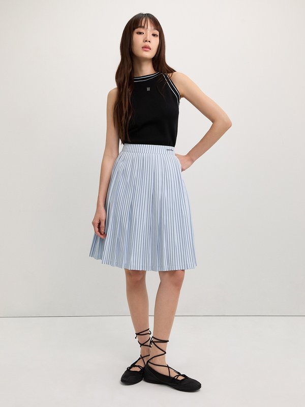 Pomelo Pomelo Contrast Trim Halter Top - Black