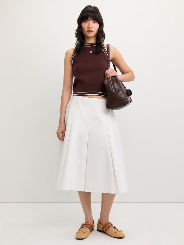 Pomelo Pomelo Contrast Trim Halter Top - Brown