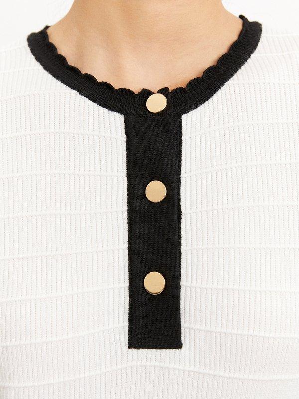 Pomelo Pomelo Contrast Trim Knit Dress - Black