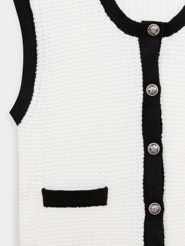 Pomelo Pomelo Contrast Trim Knit Top - Black