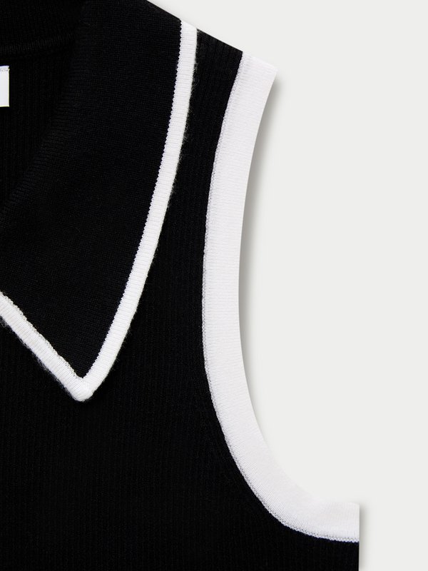 Pomelo Pomelo Contrast Trim Knit Top - Black