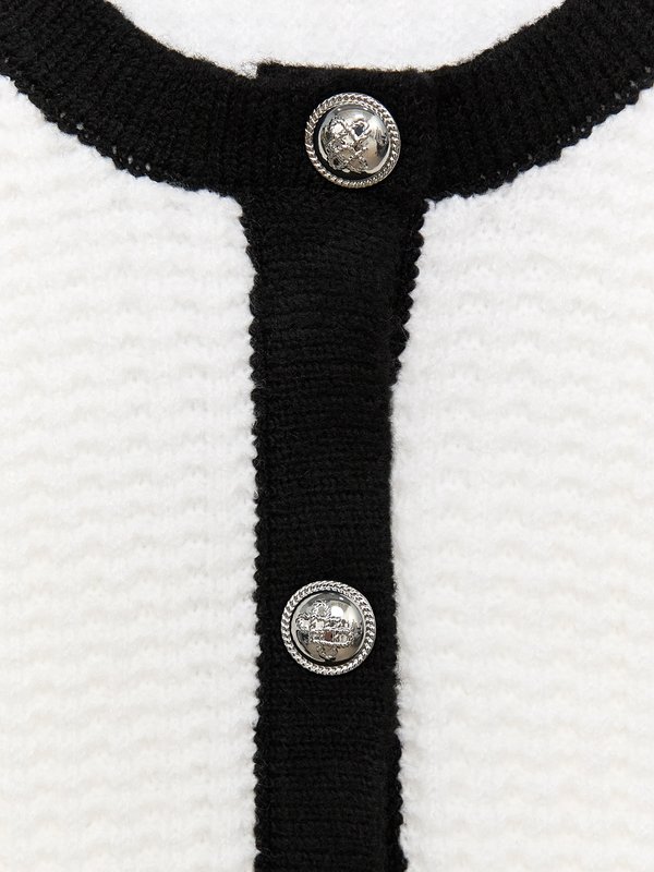 Pomelo Pomelo Contrast Trim Knit Top - Black