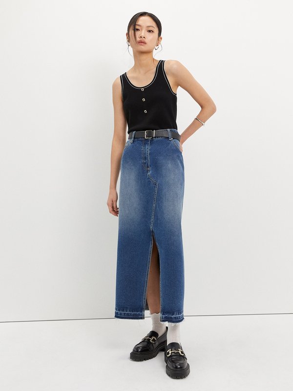 Pomelo Pomelo Contrast Trim Knit Top - Black