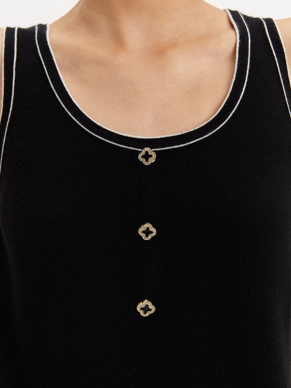 Pomelo Pomelo Contrast Trim Knit Top - Black