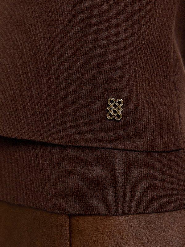 Pomelo Pomelo Contrast Trim Knit Top - Brown